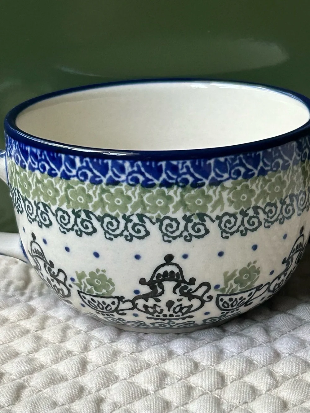 Polish Pottery:  Tea Cup & Saucer Handmade